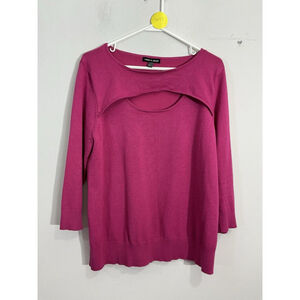 Womans Cable & Gauge XL Pink 3/4 Sleeve Pullover Peek A Boo Sweater